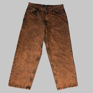 Vans Men's 38x30 Covina 5-Pocket Baggy Wide Leg Orange Denim Jeans Y2k